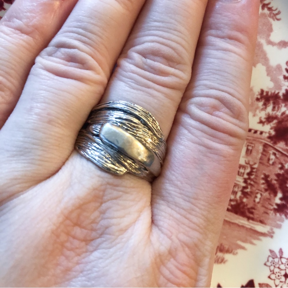 Vtg 925 sterling silver HG Hagit Gorali ring sz 9.75 Brutalist - Picture 2 of 14